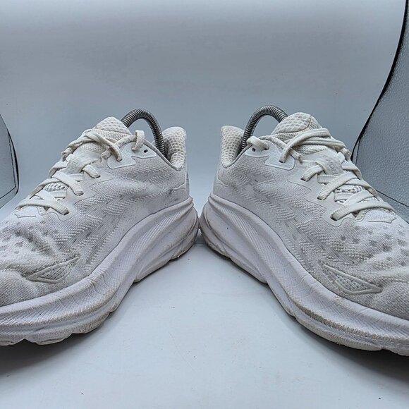 Hoka One One Clifton 9 Womens Size 8 B Triple White Athletic Shoes Running Walk - Picture 3 of 13
